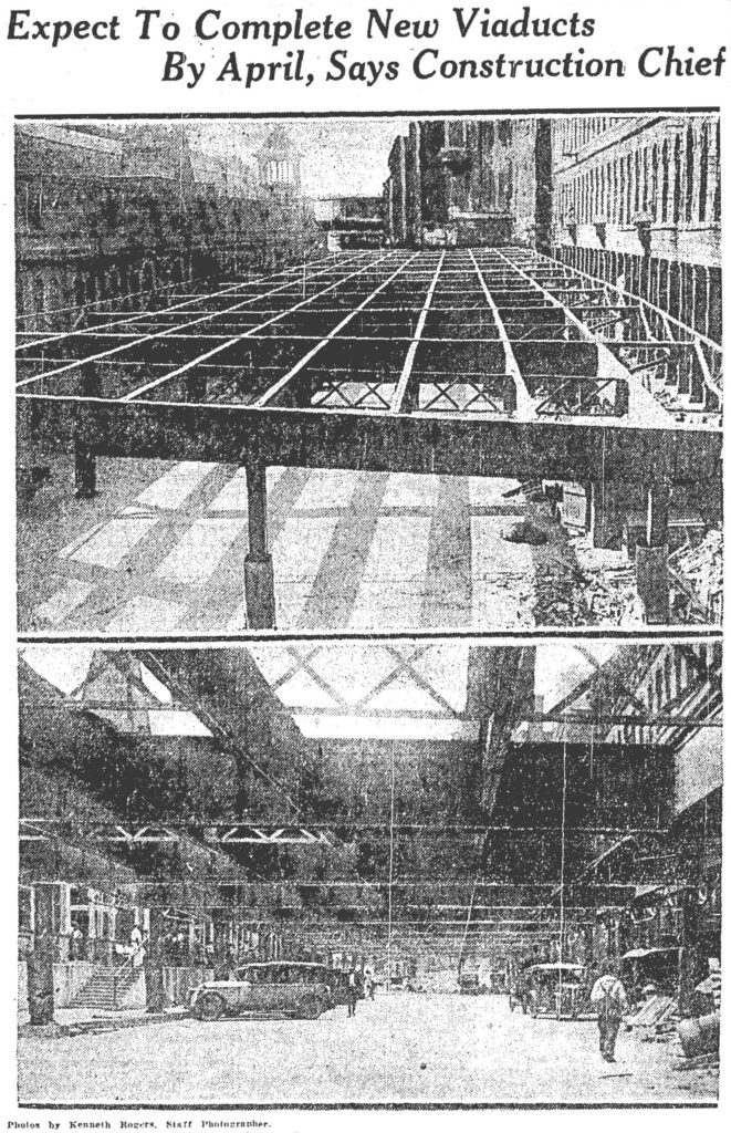 Newspaper clipping of viaduct construction