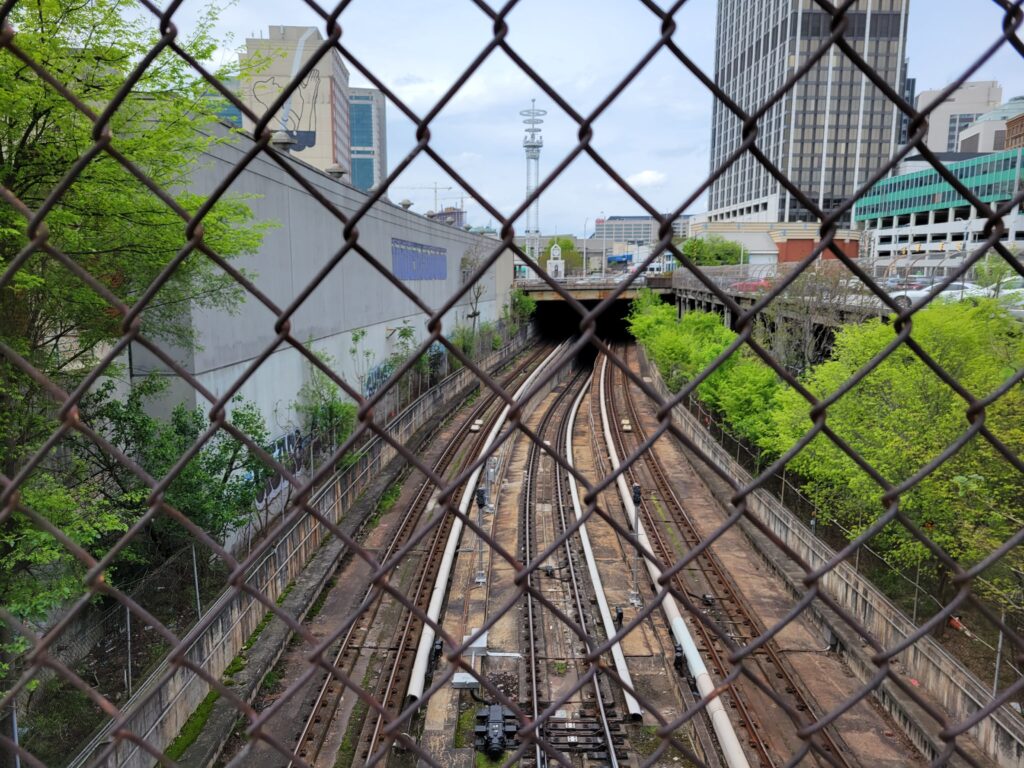 Photo of railroad tracks next to Underground