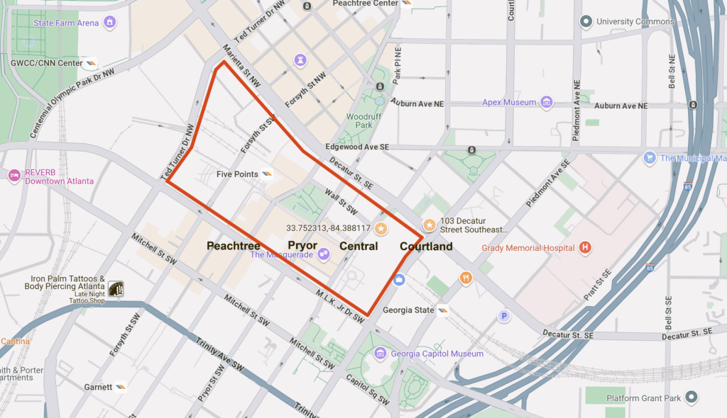 Map of downtown Atlanta
