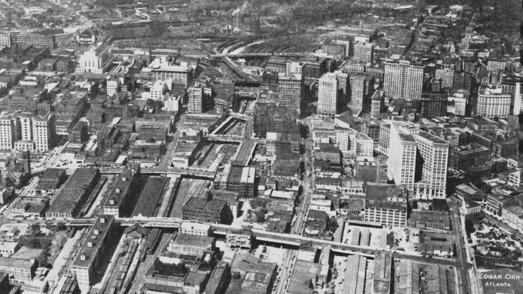Aerial photo of downtown Atlanta's many viaducts
