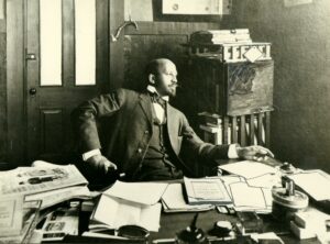 W.E.B. Du Bois in his Atlanta University office, 1909 Courtesy of Special Collections and University Archives, University of Massachusetts Amherst Libraries.