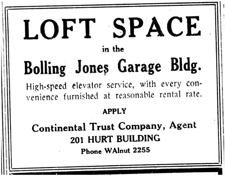 Loft Space in the Bolling Jones Garage Building