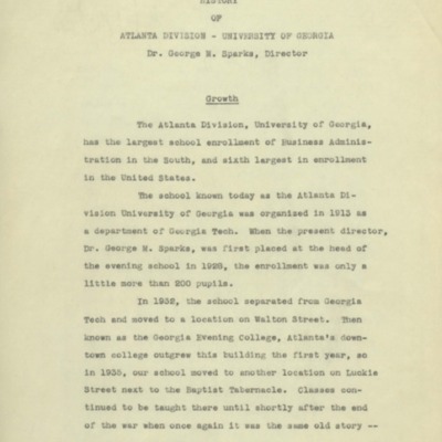 History of the Atlanta Division - University of Georgia