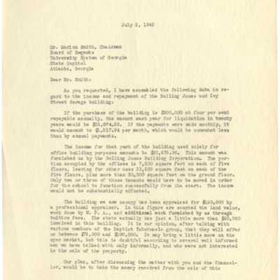 Letter to Marion Smith from George M. Sparks