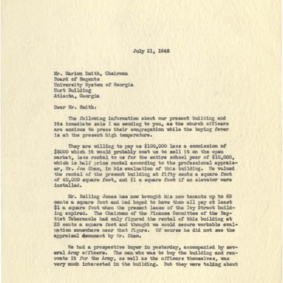 Letter to Marion Smith from George M. Sparks