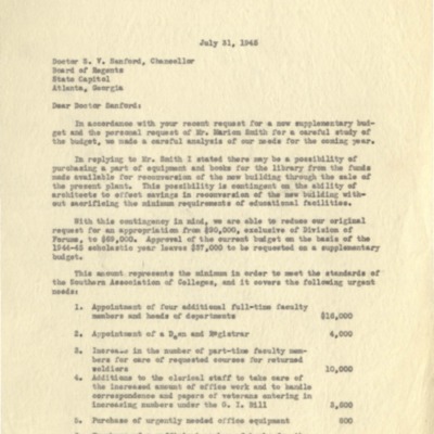 Letter to Dr. S. V. Sanford from George M. Sparks