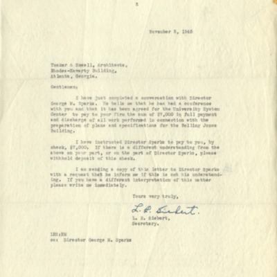 Letter to Tucker and Howell from L. R. Siebert