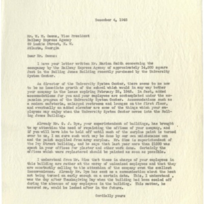 Letter to W. W. Owens from George M. Sparks