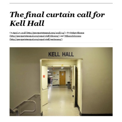 “The Final Curtain Call for Kell Hall.” The Signal, 2018